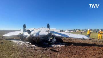 Plane crash at Cowra Airport, two taken to Orange Hospital. Picture by TNV 