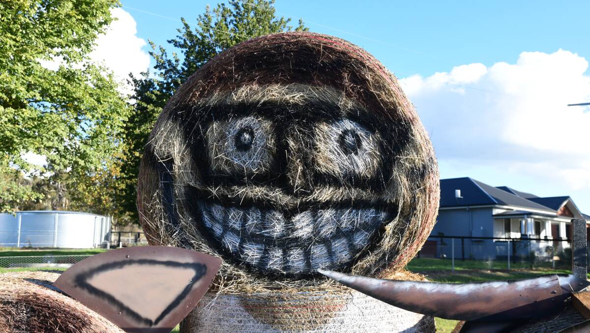 Hay bale sculpture of former weather presenter, Tim Bailey. Picture by Carla Freedman.