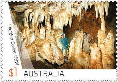 THE FINISHED PRODUCT: Australia Post's stamp featuring Cliefden Caves.