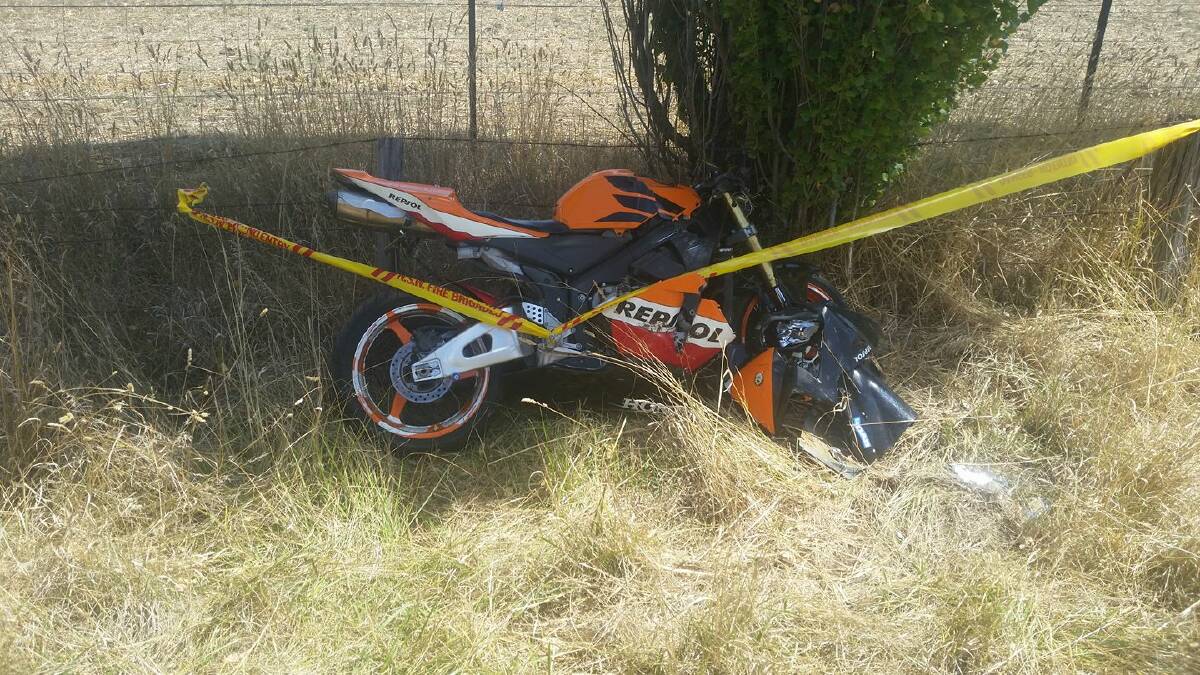 AT THE SCENE: Mr Mattick's motorbike at the scene of the accident. Photo: FACEBOOK