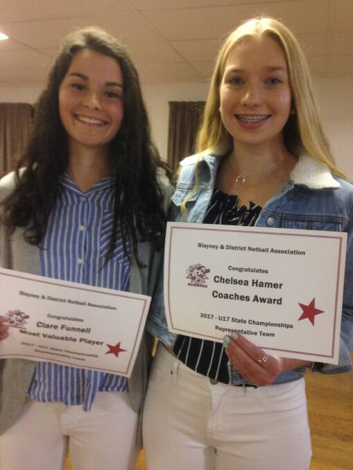 Under 17s award winners Clare Funnell and Chelsea Hamer.