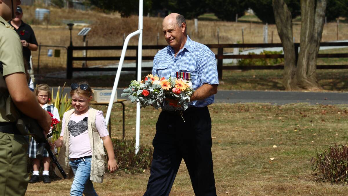 Wreath Laying: Kevin Radburn during last year's Anzac Day in Neville.