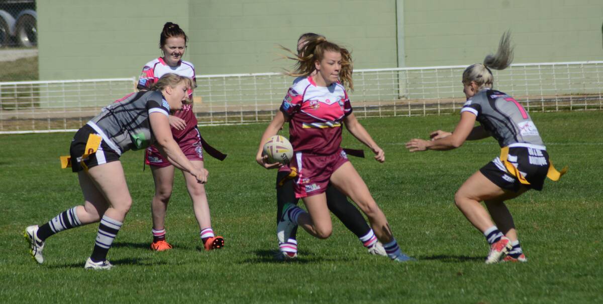 Tackling the big league: Grace Mooney is part of the Western Rams Western CRL Women’s Nines competition. Photo: Mark Logan