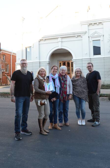 Show time: Tim Johnson, Lesley Yeates, Sophie Campbell, Rosemarie Amos, Mary Dowrick Debere and Tony Worland outside the historic theatre building in Millthorpe. 