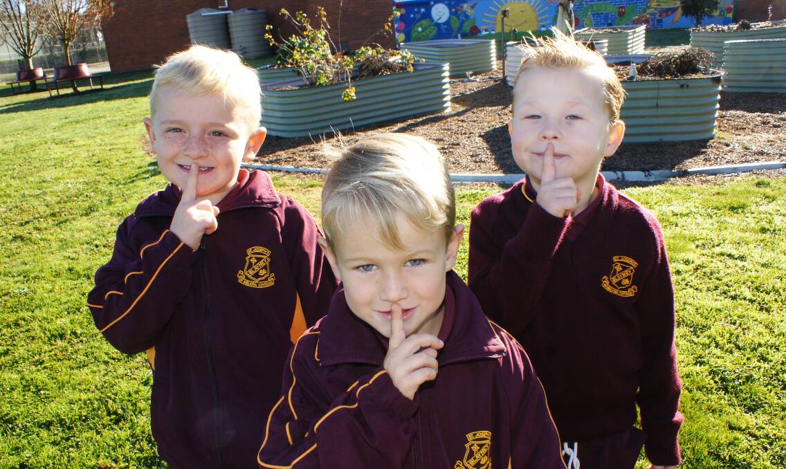 Quiet please: Blayney Bears under six players Oliver Cook, Jack Kearney and Will Oborn will be encouraging spectators to keep their comments positive during the winter sports season. Photo: MARK LOGAN