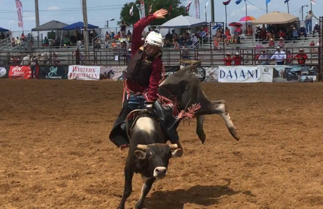 Riding high: Lachlan Little experienced the full rodeo life when he competed in the National High School Rodeo Association finals in Tennessee Photo: Contributed