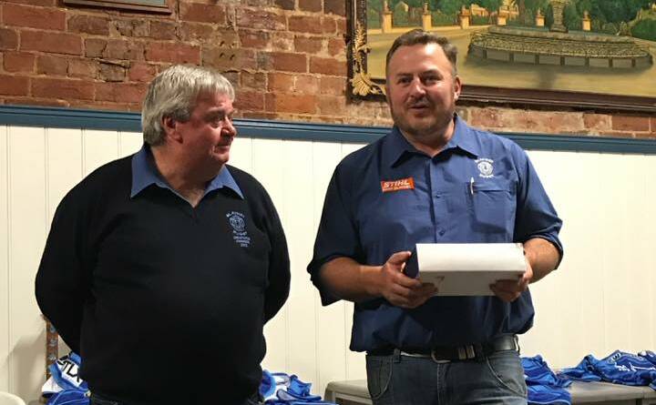HONOUR: Blayney Rugby Club president Craig Gosewisch is awarded life membership of the club at the Rams presentation night. Photo: BLAYNEY RAMS RUFC