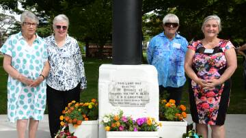 Helen Dent, Rhonda Jones, Kathy Brennan, Iris Dorsett with the Boer War memorial. Picture by Carla Freedman