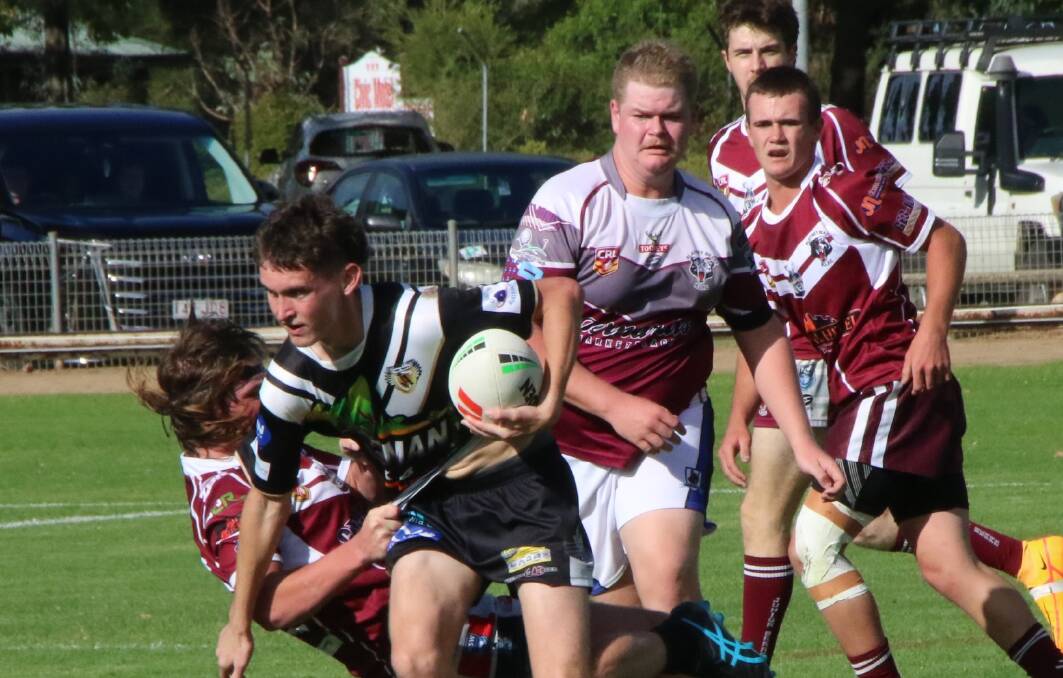 The Cowra Magpies and Blayney Bears in action during round one of the Woodbridge Cup Youth League competition. Picture supplied