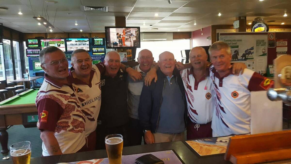 Blayney bowlers Glen Parker, Kerry Chapman, Chris Bright and Terry Leggatt with Steve's team from Penrith.