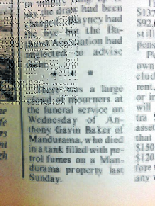 How the Lydhurst Shire Chronicle reported the incident in 1984.