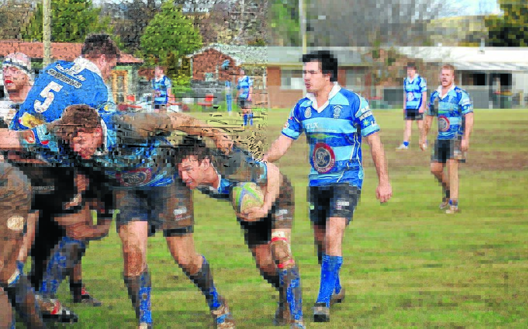 PICTURED ABOVE: Timmy Jamieson about to score for the Blayney Rams in their match against West Wyalong on Saturday.