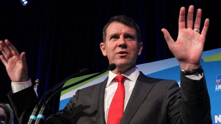 Premier Mike Baird speaking at the NSW Liberal Party State Council meeting. Photo: Louise Kennerley
