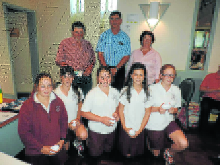 ^ Shailee Milthorpe, Grace Hutt, Lucy Wellsted, Chloe Begbie and Hayley Baker claimed second in the state for their efforts in the Cows Create Careers - Farm Module.