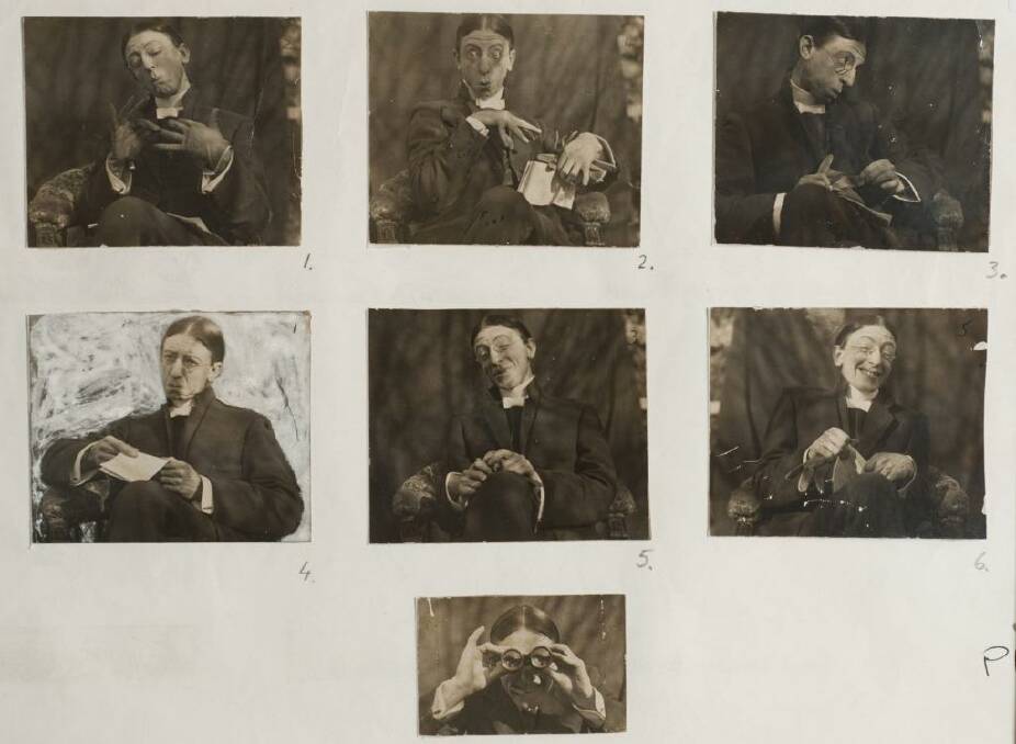 The many faces of C. J. Dennis.
 Photo: Mitchell Library