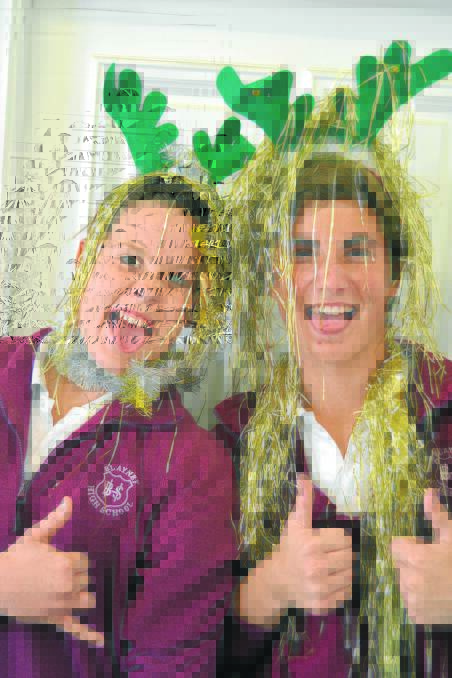 Blayney High SRC members Liam Henry and Dylan Marmion ready for the school's Crazy Hair and Hat day.