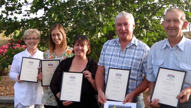The 2014 Millthorpe Community Awards were presented to (from left) Mary Gardiner, Julia Boag, Lisa Daly, Warwick Sharples and Eric McDonald.