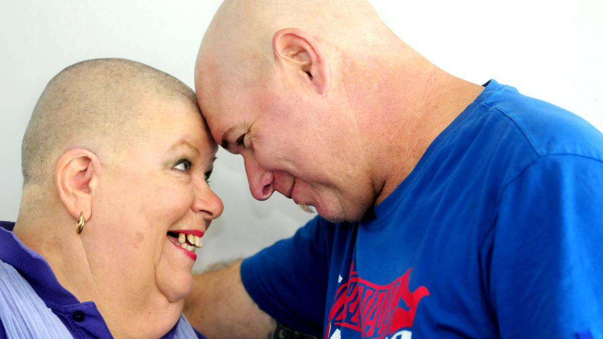 DUBBO: For the love of a son, 72-year-old Janice Willetts had her head shaved. Nick Willets had already taken a turn in the chair at The Beauty Box Hair Studio after chemotherapy took a toll on his hair. Photo LOUSIE DONGES