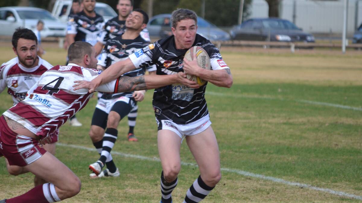FOUR TIMES THE CHARM: Cowra five-eighth Tim Holman scored four tries in the Magpies' 68-14 routing of Blayney on Sunday. Photo: PETE GUTHRIE.