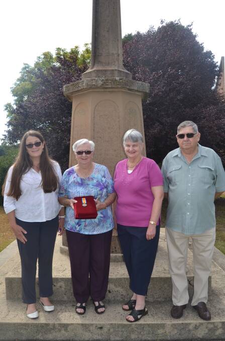 Elaine Fleming (second from left) donated a British War Medal to the Blayney Shire Local & Family History Group last Thursday. Elaine is pictured with her husband Noel and Rev. Anastasia Webster-Hawes and Gwenda Stanbridge.