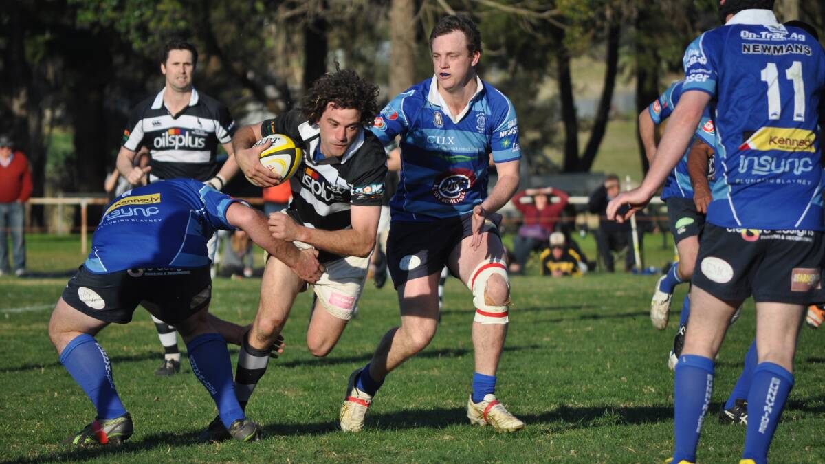 SO MUCH SWEETER: Molong centre Kyle Travis makes inroads into the Blayney defence during his side's 29-26 win over the Rams. Photo: NICK McGRATH 0830nmmolong18