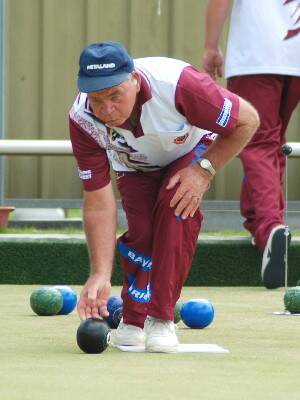 ROLLING UP: Max Kingham in action during the first round of the Blayney Men's Bowling Club fours championships on the weekend.  Photos: WAYNE COCK