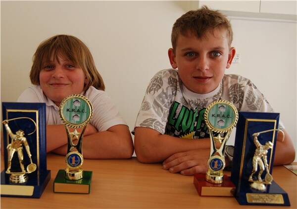 Carly and Hayden Williams with their sub junior champion trophies from the Kandos/Rylstone Anglers' Club.