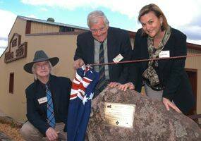 Peter Hancock, Ted Wilson and Lyndal Gray at the opening og the new facilities at Neville yesterday.Photo Zenio