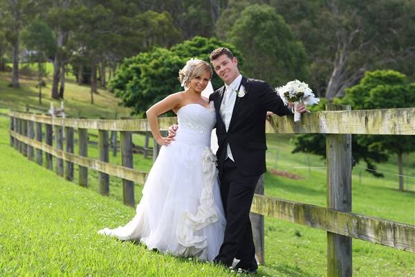 HAPPY COUPLE: Emma and Trent McKellar on their wedding day.