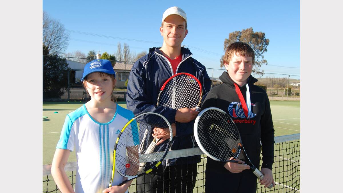 Local tennis champs Caitlin Speirs, James Church and Jack Oresic.