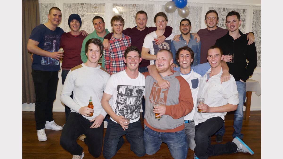 Birthday Boy, John McKenzie (centre back) with the lads who made the 21st birthday bash one to remember.  Photo: Wayne Cock.