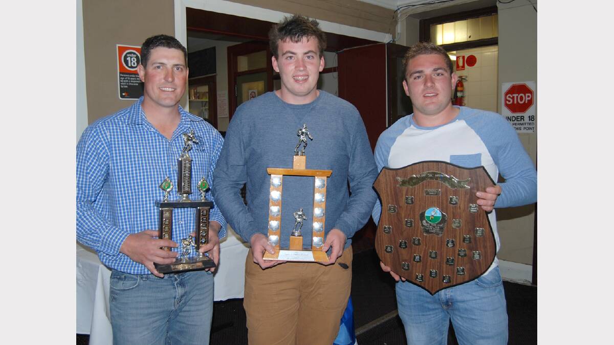 The rugby Rams held their annual presentation night on Friday at the Royal Hotel. Some award winners are: Matt Iffland (most improved), Marcus Burrell (most potential) and Ricky Scott (players’ player). Photo: Wayne Cock.