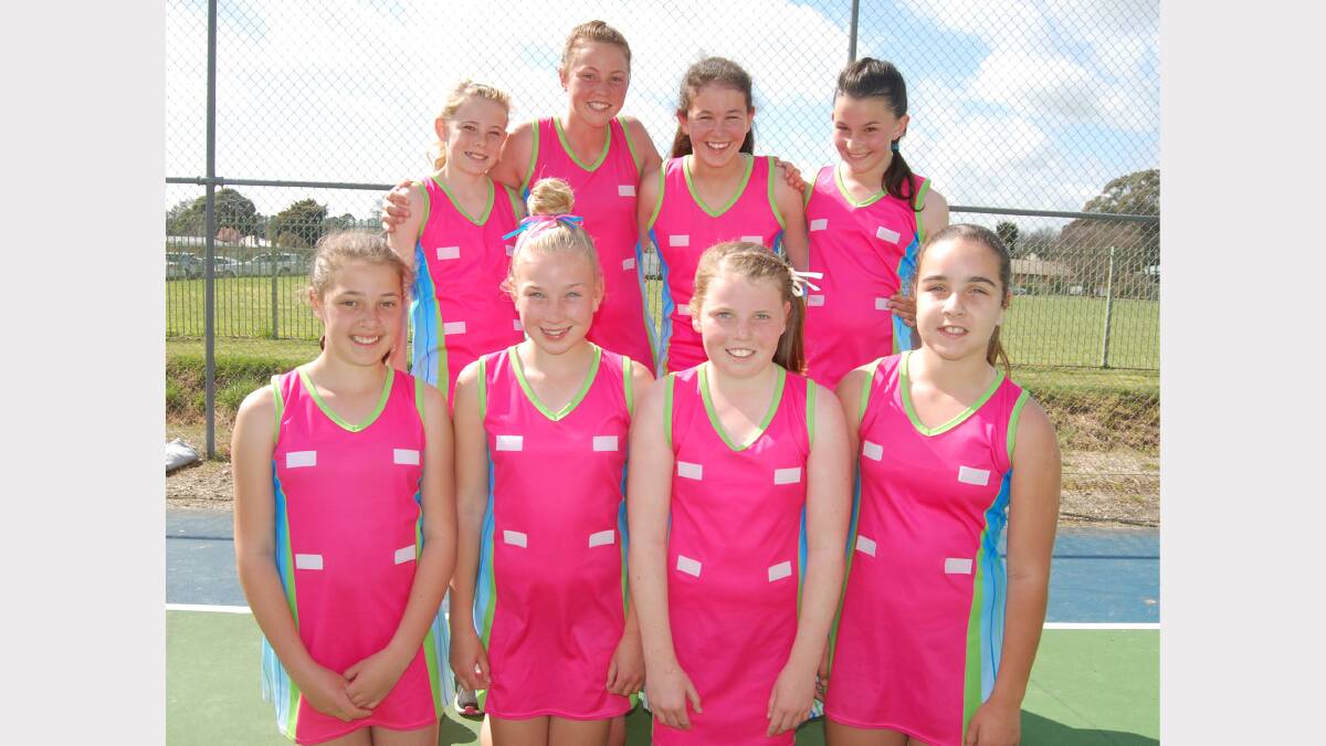 Diamond Divas were victorious in the junior division of the Blayney netball club’s grand finals held on Saturday. Team members are: Maddi Henry, Brooke Lane, Leah Narducci, Clare Funnel (back) with Bella Taylor, Chelsea Hamer, Mardy Townsend and Peyton Toshack. Absent: Amy Rowlands. Photo: Wayne Cock.