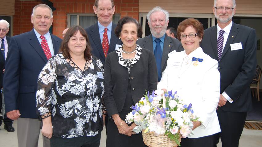 The Uralba board, John Nicholson, Andrew Boulch, Len Rogers and John Willing (back), Gail Blowes, and Audrey Hardman with Her Excellency, Marie Bashir at the opening on Saturday. Absent: Libby Toshack and David Pickett. Photo: Wayne Cock.