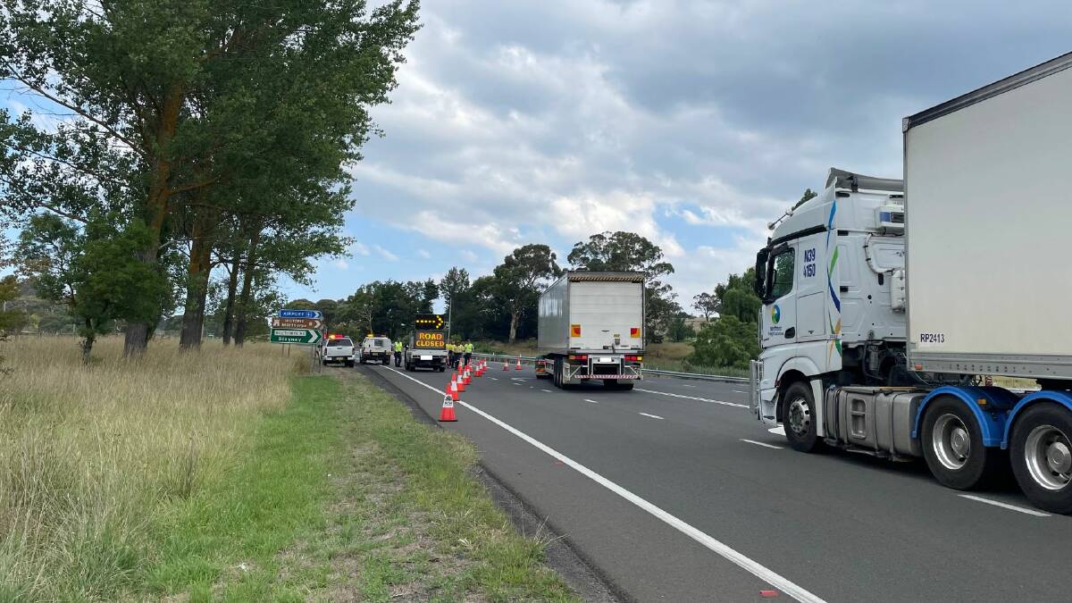 Traffic being diverted on the Mitchell Highway at Shadforth following a car crash. Picture by Will Davis