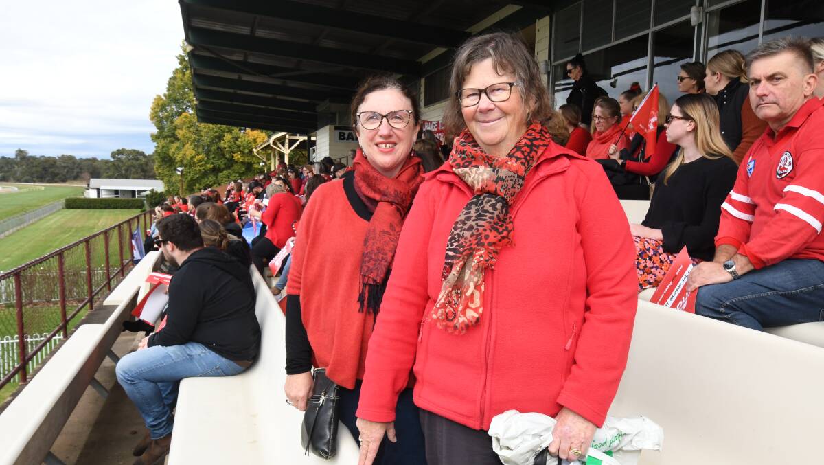 STRIKE ACTION: Teachers Sandra Logan and Liz Lynch joined around 200 of their colleagues at Wednesday's NSW Teachers Federation rally at Towac Park. Photo JUDE KEOGH