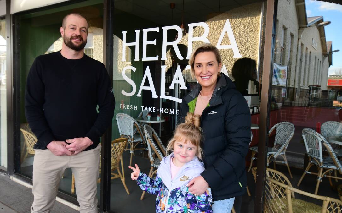 Dave, Pippa, and Emma Engelman at the Herba Salata shop in Orange. Picture by Jude Keogh.