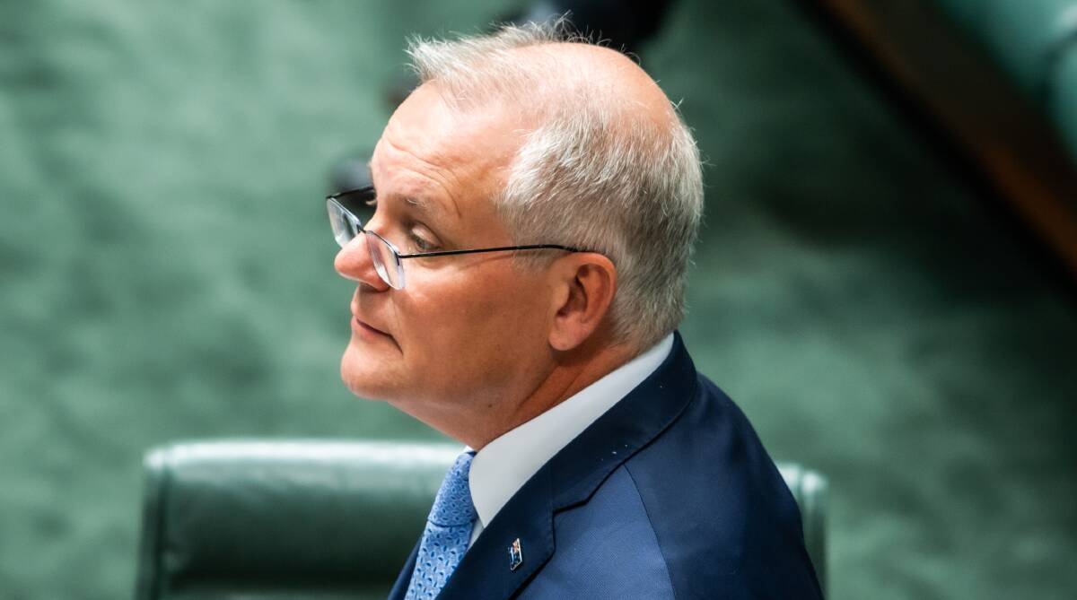 Scott Morrison delivering his apology speech. Picture by Karleen Minney 