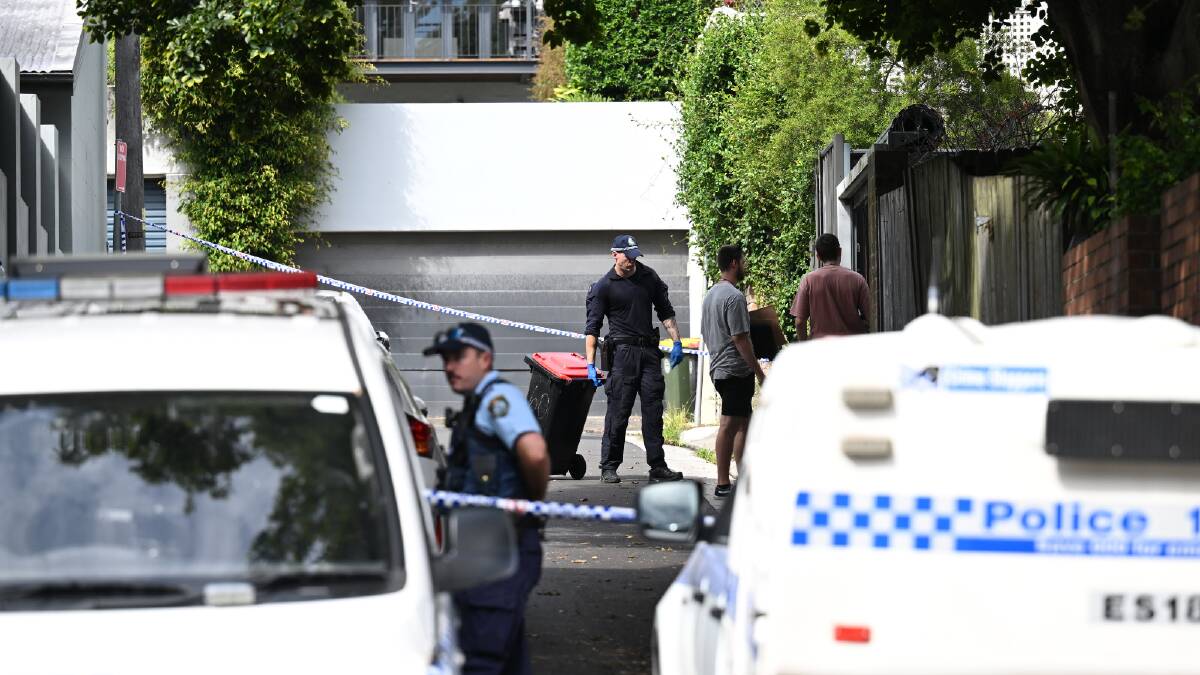 Police continue to work on a crime scene in Paddington, Sydney on February 23, 2024. Picture AAP Image