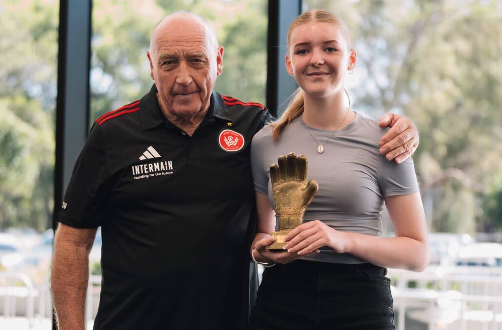 Jacinta Knight pictured with Jim Fraser, a former Socceroo, who was the goal keeper coach for the program. Picture supplied