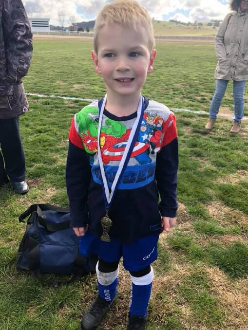 Blayney Warriors versus Waratah Titans under 6s had a great game, all did really well with just four players this week! 