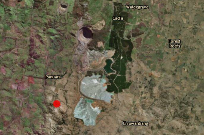 NEARBY: The earthquake's location relative to Newcrest Mining's Cadia Valley Operations. IMAGE: GEOSCIENCE AUSTRALIA