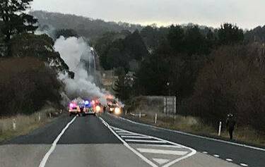AVOID: A truck fire has closed the Great Western Highway between Bathurst and Lithgow. Photo: LIVE TRAFFIC/FACEBOOK