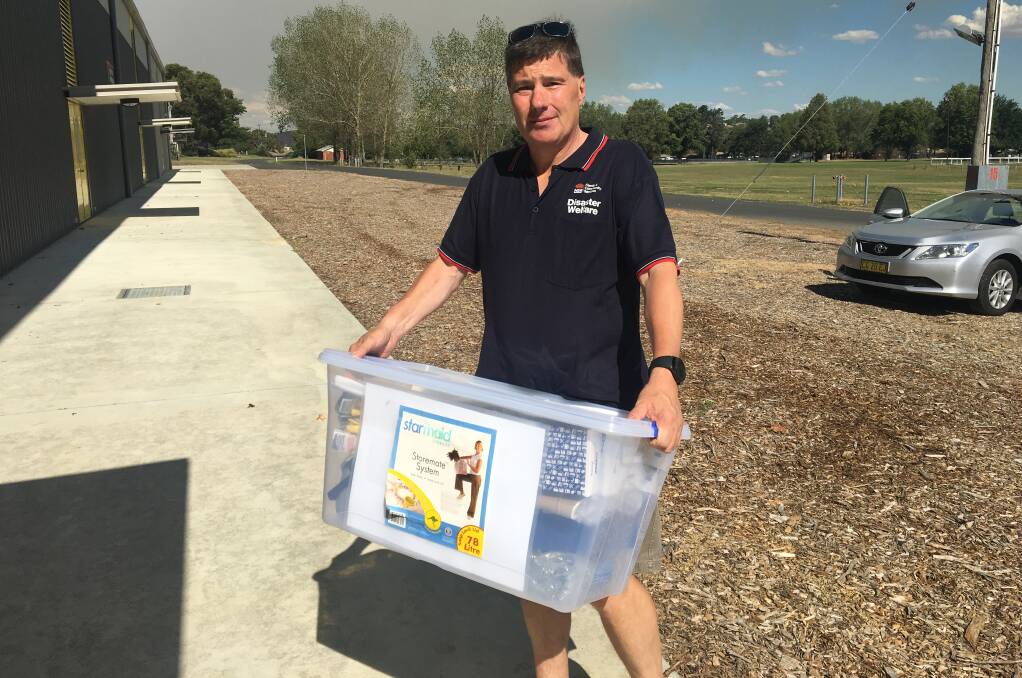 MEET HERE: The Family and Community Services disaster relief unit's Dennis Shrimpton at the new evacuation point of the Naylor Pavilion. Photo: ANDREW MURRAY