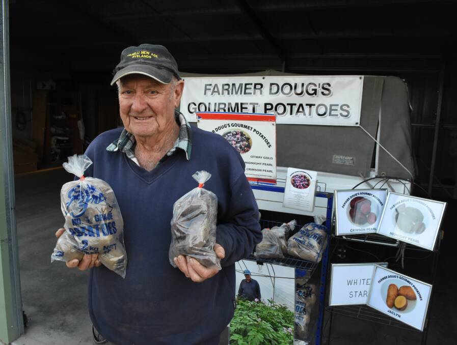 Dig in: Farmer Doug will have his delicious and locally grown potatoes available at the Blayney Farmers' market this Sunday.