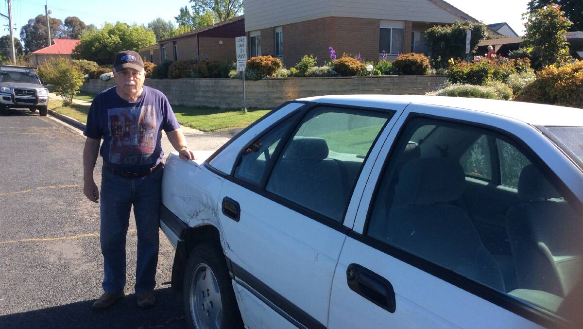 Ruined: Andre Bayeler's 1994 Ford Falcon has had the entire driver's side damaged by another vehicle.