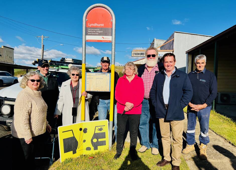 Member for Bathurst Paul Toole, Mayor Scott Ferguson and members of Lyndhurst community are looking forward to a better bus stop for the village.
