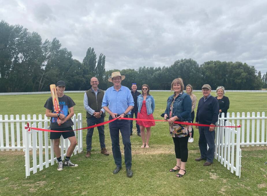HOWZAT! Andrew Gee and Blayney Cricket Club's Julie Prosper cut the ribbon at the new-look Dakers Oval. Photo: Contributed.