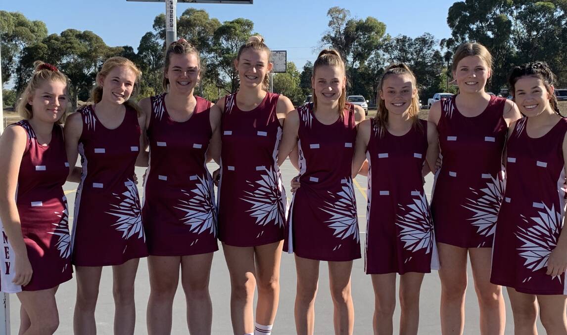 Giant Killers: Blayney Netball's division two side Emily, Maddy, Sharna, Taylor, Olivia, Abby, Marsh and Leah.