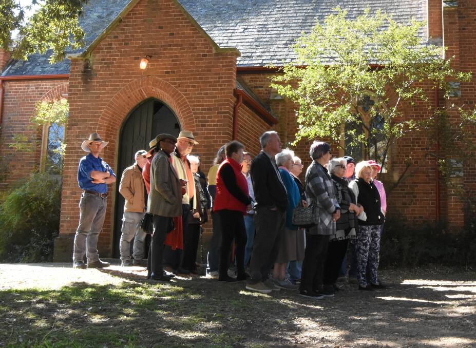 Concerned: A group of Carcoar residents outside of St Paul's Anglican in Carcoar when the A Current Affair team visited. Photo: Mark Logan.